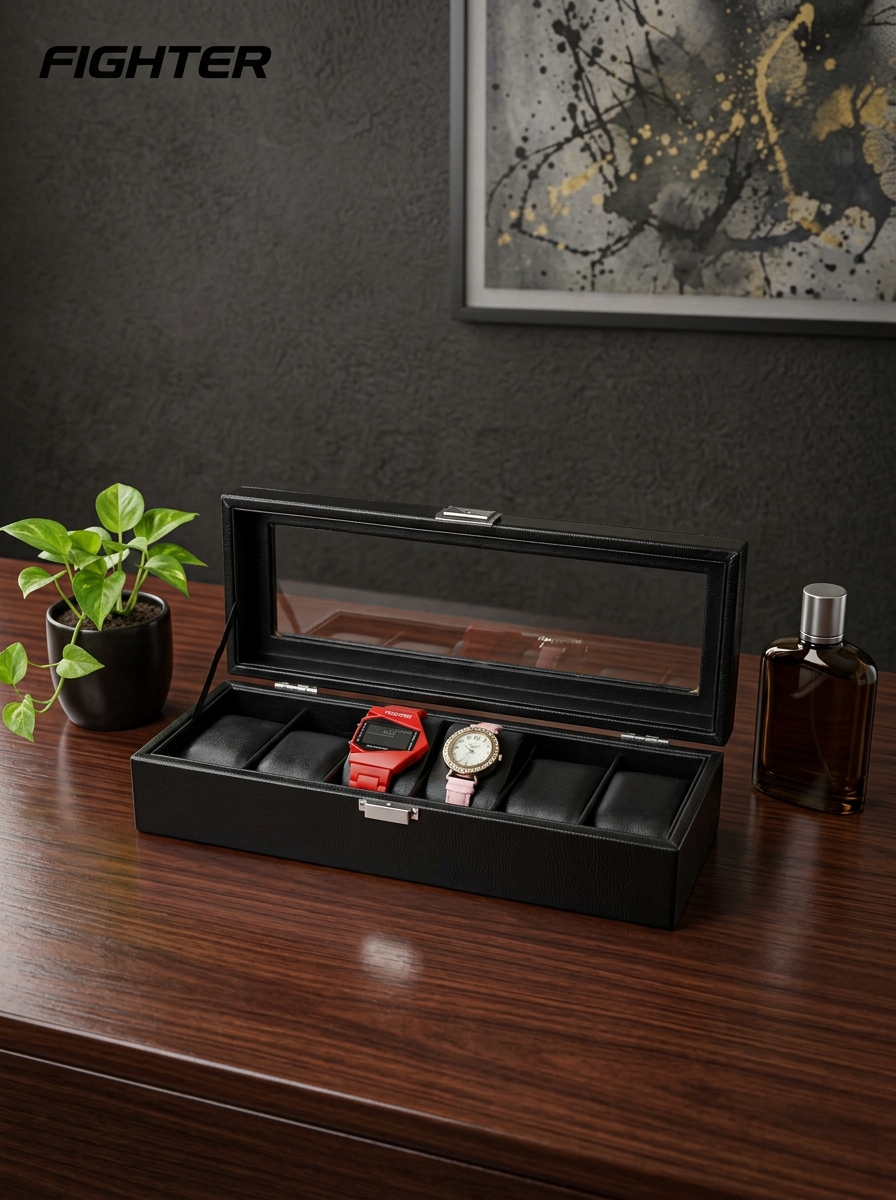 View 6 slot leather made watch box image 3