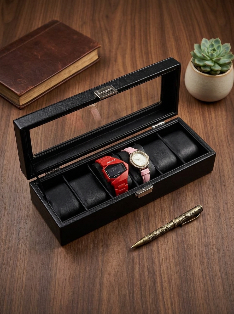View 6 slot leather made watch box image 4